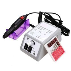 BAKAJI Fresa per Unghie Elettrica Silenziosa Controllo Manuale, Lima per Manicure e Pedicure con 6 Punte, Macchina Gel, Smalto, Professionale 14,000 RPM, Velocità Regolabile, Ideale per Spa, Estetica