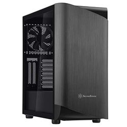 SilverStone Technology SST-SEA1TB-G - Seta A1 Carcasa de computadora ATX de Torre Central, Parte Lateral de Vidrio Templado, Titanio sobre Negro