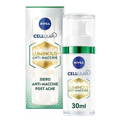 NIVEA Cellular Luminous630 Siero Anti-Macchie Post Acne 30 ml, Siero viso anti-macchie post acne, Siero viso pelle grassa con Acido Ialuronico, Acido Salicilico viso e Tè Verde