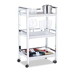 Relaxdays Empregada de mesa com 3 bandejas removíveis, aço e plástico, branco, 77,5 x 45 x 29 cm