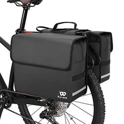 BAIGIO Sacoches de vélo Doubles étanches pour siège arrière de vélo avec Bande réfléchissante, 36 l, Noir, Taille Unique CG-Trunk-BAG2