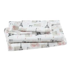 Elite Home Set of Deep Pocketed Microfiber Bed Sheets for Master or Guest Bedrooms with Spring Floral Print, Machine Washable, Queen Size, Paris