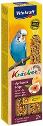 VITAKRAFT - Kräcker - Friandise pour Perruche - Alimentation Pour Oiseaux Domestiques - Délicieux Kräckers Abricot et Figue - Boîte de 60g - 2 Baguettes