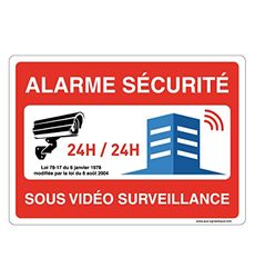 AUA SIGNALETIQUE - Waarschuwingsbord met afgeronde hoeken – alarm bij videobewaking 24 uur – 300 x 210 mm, aluminium Dibond 3 mm