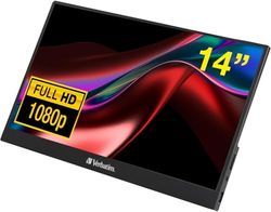 Verbatim PM-14 Portable Monitor, 14" 1080P Full HD @ 60Hz, HDMI/Type-C/USB-C for Laptop/PC/Mac/PS3/4/5/Xbox/Phone - Works with Windows, Mac OS & Android