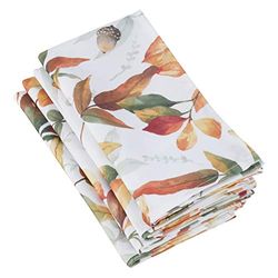 SARO LIFESTYLE 5050.M20S Feuilles Collection Fall Leaf Design Dinner Table Napkins (Set of 4), 100% Polyester, Multicolor