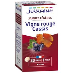 JUVAMINE - Jambes Légères - Vigne Rouge Cassis - Favorise le Bien-Être Circulatoire - Action sur Système Veineux des Jambes - Programme de 30 jours - Fabrication Française