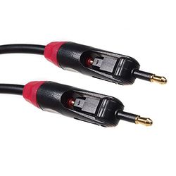 Maclean MCTV-642 Cabo de fibra ótica Toslink 2 em 1 e Mini-Toslink T-T conectores rotativos (comprimento 0,5 m a 3 m) preto (0,5 metros)