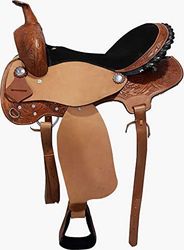 Cwell Equine New Barrel Racing/Pleasure Leather Western Saddle choice of sizes (16 Inches)
