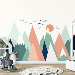 Väggklistermärken för barn - dekoration av barnkammaren - väggklistermärken för barn - skandinavisk väggdekal - gigantiska skandinaviska berg Nolwenka - H80 x L120 cm
