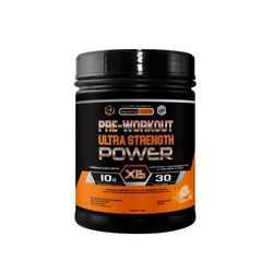 Healthy Fusion, Pre-Workout Ultra Strength | Énergie, force & performance | Caféine, Taurine, Bêta-Alanine, Créatine, Vitamines | Saveur orange | 300 g
