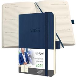 SIGEL C2533 Conceptum Weekly Planner 2025, Approx. A6, Dark Blue, softcover, 2 Pages = 1 Week, 176 Pages