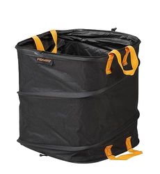 Fiskars Pop-up tuinafvalzak met handgrepen, opvouwbaar, volume 73 l, hoogte: 46 cm, breedte: 40 cm, zwart/oranje, Ergo, 1028371