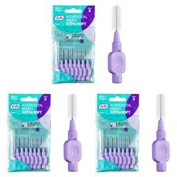 TePe Brossettes interdentaires Extra Soft - Nettoyage en douceur des espaces interdentaires - 1 x 8 brossettes - Diamètre 1,1mm - Violet (Lot de 3)