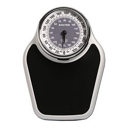 Salter Pro-Helix Professional Oversized Bathroom Scale with Black Vinyl Anti-Slip Bath Mat, 400 LB Capacity, Analog Scale, 18.25" x 13.0" Black/White