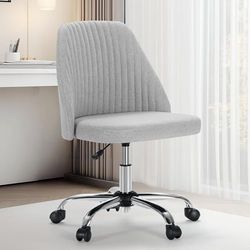 Sweetcrispy Jolie Chaise de Bureau sans accoudoirs, Chaise de Bureau Moderne en Tissu avec roulettes, réglable, pivotante pour Petits espaces
