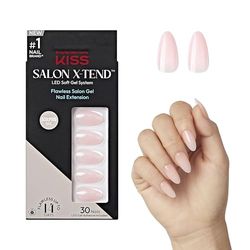 KISS Salon X-tend Glue On Color Nails, Gloria, Light Beige, Medium Size, Almond Shape, 34 Ct.