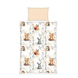 Herding babybest Beddengoed Little Forest, kussensloop ca. 40x60 cm, dekbedovertrek ca. 100x135 cm, met knoopsluiting en hotelinzet, 100% katoen, flanel