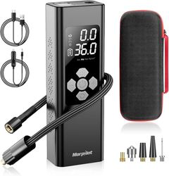 Tire Inflator Portable Air Compressor - 2X Faster Inflation [9000mAh Battery & 12V DC Cord] Car Tire Pump with LCD Dual Display, 150PSI Electric Air Pump for Car SUV MPV RV Bike Ball