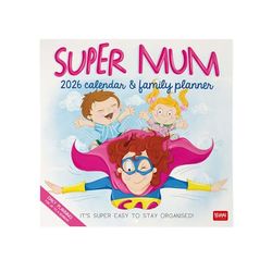Legami - Calendrier Mural 2026, Super Mum, Grand Calendrier Mural, 12 Mois et Planificateur D'année, en 6 Langues, Espace pour Notes, Signes du Zodiaque, Jours Fériés Internationaux, 30 X 29 Cm