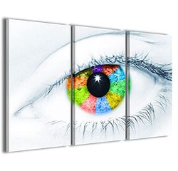 Stampe su Tela Cuadro, Eyes Color de los Ojos Lienzo Moderno en 3 Paneles ya enmarcados, Canvas, Listo para colgar, 90 x 60 cm