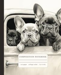 Composition Notebook College Rule: Vintage Aesthetic French Bulldogs| Cute Journal with 110 Cream Colored Pages