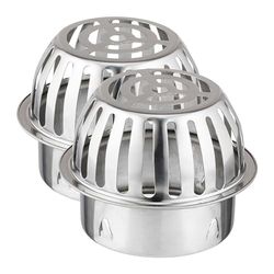 Relaxdays Crapaudine, Lot de 2, pour Tuyau de 100 mm, Acier Inoxydable, éviter Obstruction des gouttières, argenté