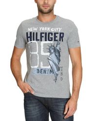 Tommy Jeans Heren 1/2-mouw, grijs (Mid Grey Heather), L