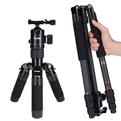 Rollei CT-5C 52Q - Tripé de carbono com cabeça esférica (Arca Swiss compatível, capacidade 8 kg, altura 157 cm), cor preta