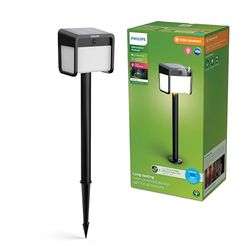 Philips Ezra Borne Extérieure UltraEfficient avec Capteur, 3000 K, 250/25 lm, Noir