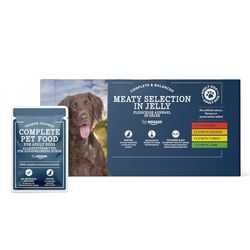 by Amazon Alimento completo para perros adultos - Selección de carne en gelatina, 4,8 kg (48 Paquetes de 100g)