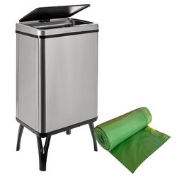 WELL HOME MOBILIARIO & DECORACIÓN Intelligente vuilnisemmer, 40 l, hoogte: 71,5 x 35,5 x 26 cm, grijs, met rol met 30 bijpassende vuilniszakken