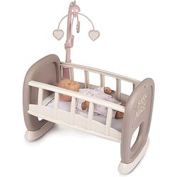 Smoby - Baby Nurse Cuna Mecedora para Muñecos de hasta 42cm, Móvil Encima de la Cuna (7600220372)