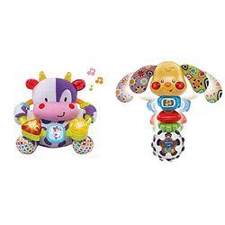 VTech- Vaca muusical Peluche Interactivo de Bebe con Suaves, Multicolor, única (3480-166022) + Toby Perrito Sonajero Electrónico con Luz Y Voz, Multicolor, Talla Única (3480-184722)