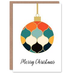 Artery8 Single Bauble Ornament Colourful Moroccan Style Blank For Him Or Her Art Christmas Card
