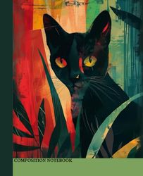 Composition Notebook: A Black Cat │ Wide Ruled Lined 110 Pages │ 7.5" X 9.25"