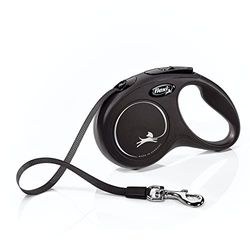 FLEXI Correa retráctil clásica para Perro (Cinta), 16 pies, pequeña, Color Negro