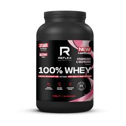 Reflex Nutrition 100% Whey Protein - 80% Pure Whey Protein - EAA Amino Acids - No Added Sugar - Whey Protein Powder for Pre Workout & Post Workout Recovery (Strawberry & Raspberry, 720g, 24 Servings)