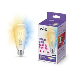 WiZ Filament Tunable White - Smart LED belysning (WiFi och Bluetooth), 60W, ST64, E27, 2700-6500 Kelvin, Dimbar i kallvitt till varmvitt, Klart glas