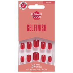 Elegant Touch Polished Colour 24 Nails With Glue Squoval Rich Red