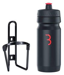 BBB Cycling FuelTank And CompTank Bike Water Bottle Holder With BPA-Free Bike Water Bottle Bike Bottle Cage And Bottle Set Universal Fit 550ml BBC-03C, Black / Black Red