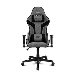 DRIFT Gaming Chair DR90 -DR90DGB - Fotel do gier, oddychająca tkanina, tapicerowane podłokietniki 2D, wzmocniona nylonowa podstawa, tłok klasy 4, pochylenie, poduszka lędźwiowa/szyjna, szary/czarny
