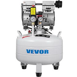 VEVOR Compressore d'Aria Senza Olio Ultra Silenzioso da 6,6 Galloni, Compressore Silenziato, Compressore d'Aria 850 W, Rumorosità meno 48 dB, Compressore d'aria Portatile Senza Olio Verticale