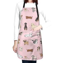 Perinsto Tablier imperméable avec 2 poches pour cuisine, pâtisserie, peinture, jardinage, toilettage (rose)
