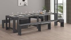 Dmora Torquato Bench Set of 2 Chairs for Dining Table, Extendable Benches, 290 x 25 x 45 cm, Slate