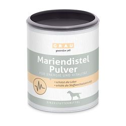 GRAU - l'originale - Cardo mariano puro al 100% in polvere, protegge il fegato, contribuisce al rinnovamento cellulare, confezione da 1 (1 x 225 g), alimento complementare per cani