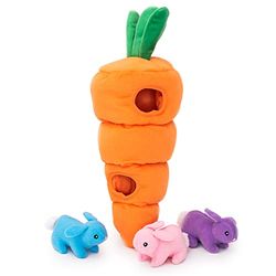 ZippyPaws - Holiday Burrow, Jouet interactif pour Chien en Peluche Hide and Seek - Carotte de Pâques