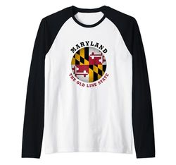 MARYLAND BANDIERA DI STATO OLD LINE Maglia con Maniche Raglan