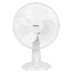 Beldray® EH3401 12 Inch Electric Oscillating Desk Fan, Adjustable Tilting Head, 3 Blades, 3 Speed Settings, 35 W, Ideal for Homes/Offices/Personal Workspace