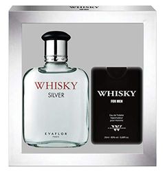 EVAFLORPARIS Whisky Silver Coffret Cadeau Eau de Toilette 100 ml + Parfum de Voyage Vaporisateur Parfum pour Homme 20 ml